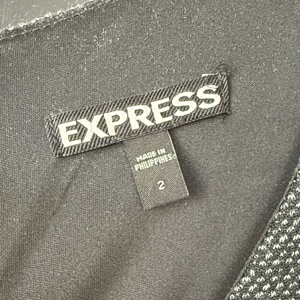 Express Women's Elegant Black and Gray Mini Dress - Picture 2 of 3